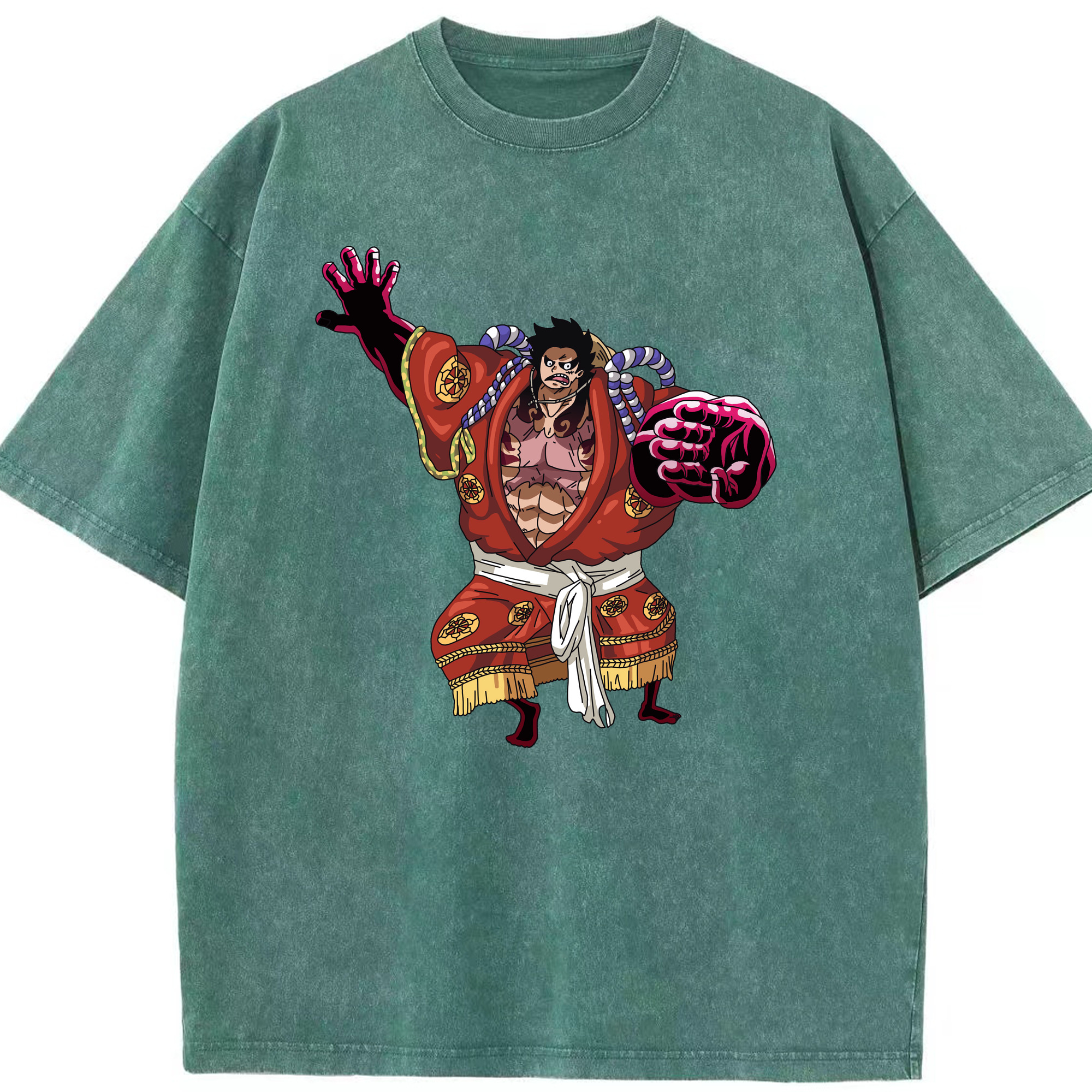 ワンピース モンキー・D・ルフィ ONE PIECE Monkey D. Luffy 綿100% ヴィンテージ風 半袖Tシャツ（フロントプリント）